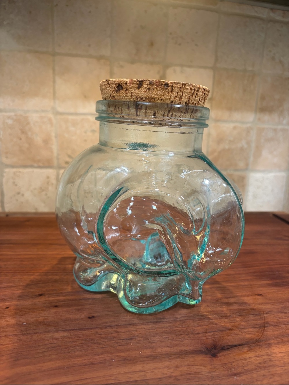 Glass Elephant Jar with Cork Lid